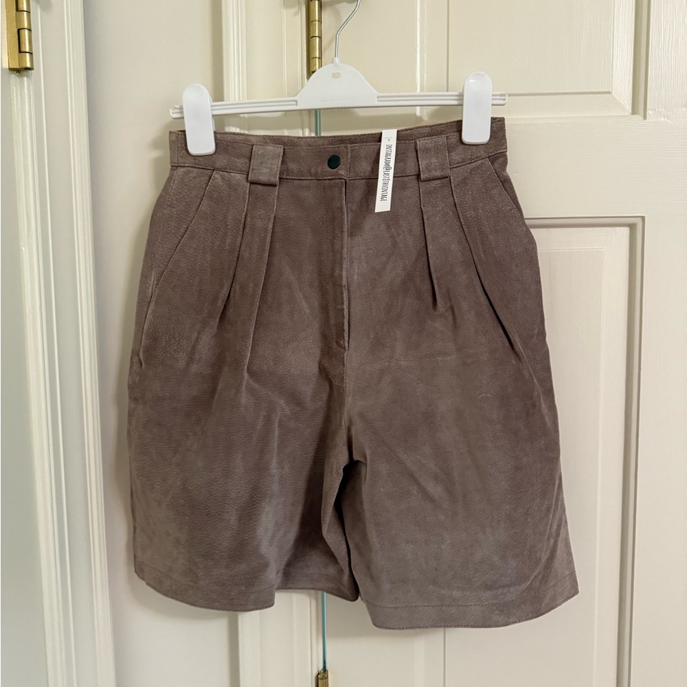Suede Elegant Brown Women's Shorts